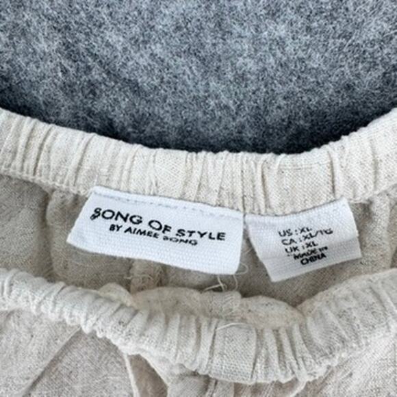 Song of Style Pants XL Cream Linen Blend Pull On - Picture 3 of 4